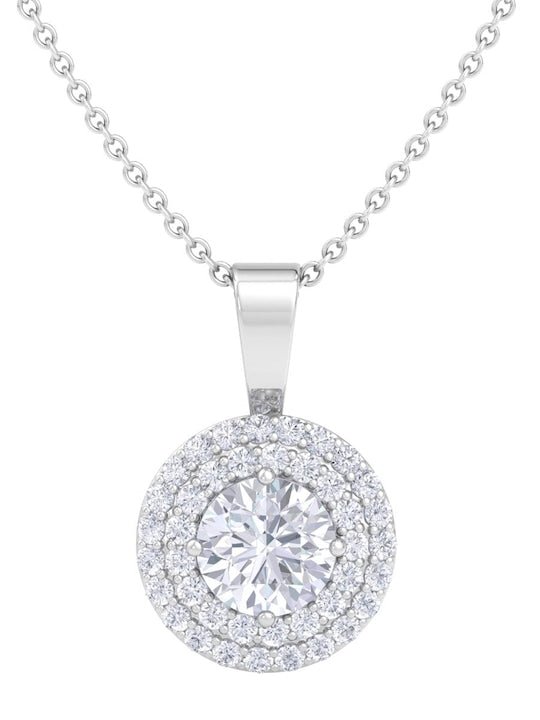 92.5 Sterling Silver Rhodium-Plated CZ Studded Pendant With Chain - Inddus Jewelry