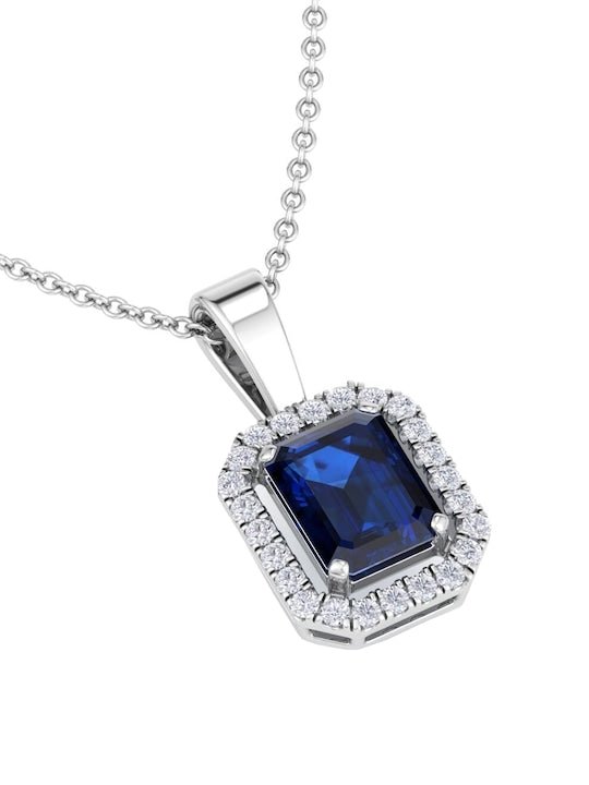 92.5 Sterling Silver Rhodium-Plated CZ Studded Pendant With Chain - Inddus Jewelry