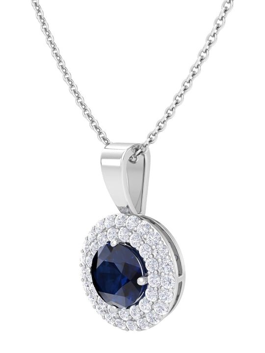 92.5 Sterling Silver Rhodium-Plated CZ Studded Pendant With Chain - Inddus Jewelry