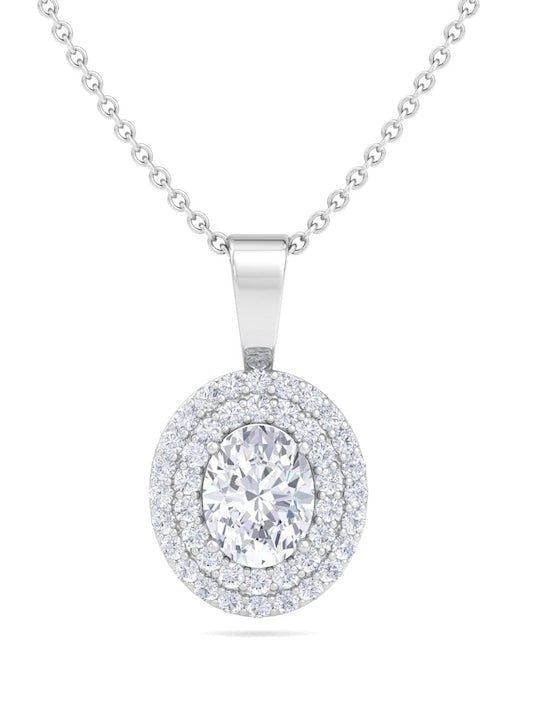 92.5 Sterling Silver Rhodium-Plated CZ Studded Pendant With Chain - Inddus Jewelry