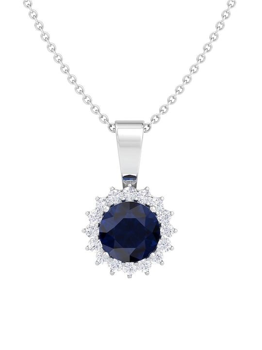 925 Sterling Silver Rhodium-Plated CZ Studded Pendant With Chain - Inddus Jewelry