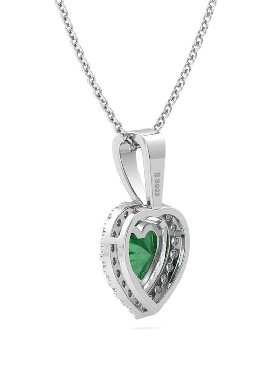 92.5 Sterling Silver Rhodium-Plated CZ Studded Pendant With Chain - Inddus Jewelry