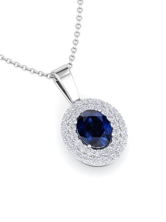 92.5 Sterling Silver Rhodium-Plated & CZ-Studded Pendant With Chain - Inddus Jewelry