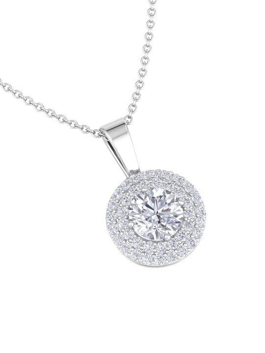 92.5 Sterling Silver Rhodium-Plated CZ Studded Pendant With Chain - Inddus Jewelry