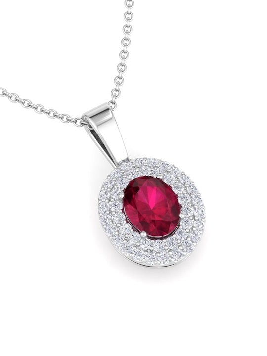 92.5 Sterling Silver Rhodium-Plated CZ Studded Pendant With Chain - Inddus Jewelry