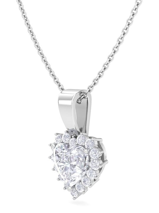 925 Sterling Silver Rhodium-plated CZ Studded Pendant With Chain - Inddus Jewelry