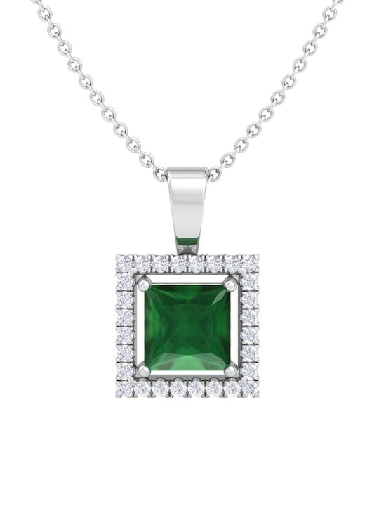 92.5 Sterling Silver Rhodium-Plated CZ Studded Pendant With Chain - Inddus Jewelry