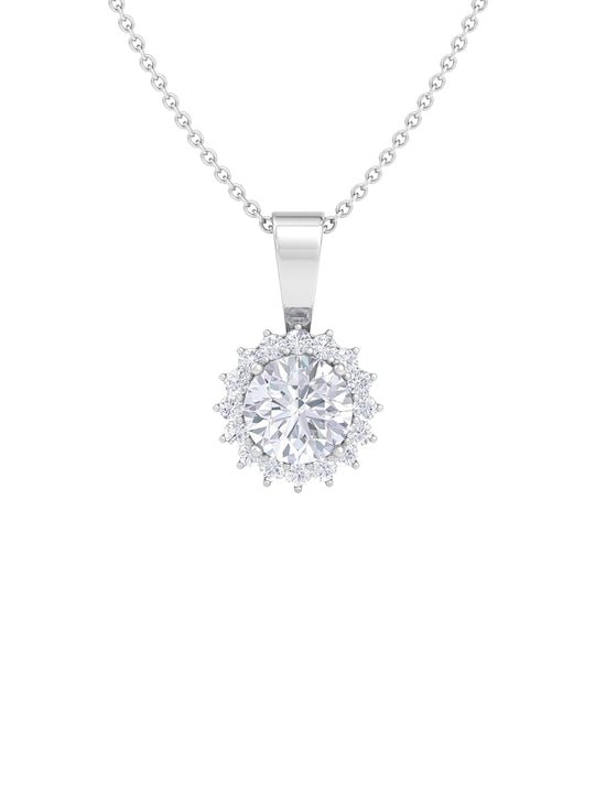 925 Sterling Silver Rhodium-Plated CZ Studded Pendant With Chain - Inddus Jewelry