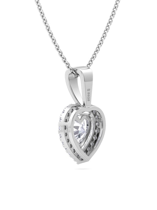 92.5 Sterling Silver Rhodium-Plated CZ Studded Pendant With Chain - Inddus Jewelry