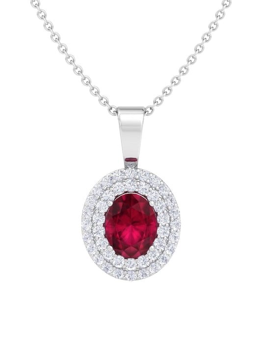 92.5 Sterling Silver Rhodium-Plated CZ Studded Pendant With Chain - Inddus Jewelry