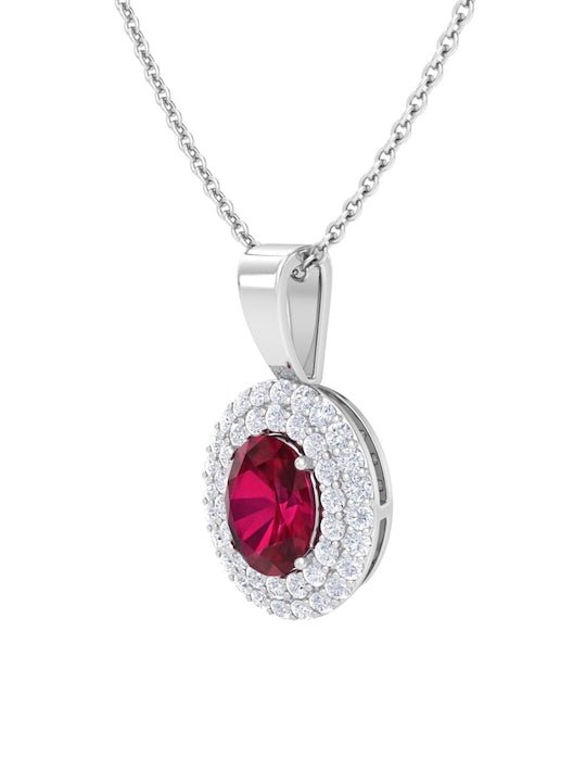 92.5 Sterling Silver Rhodium-Plated CZ Studded Pendant With Chain - Inddus Jewelry