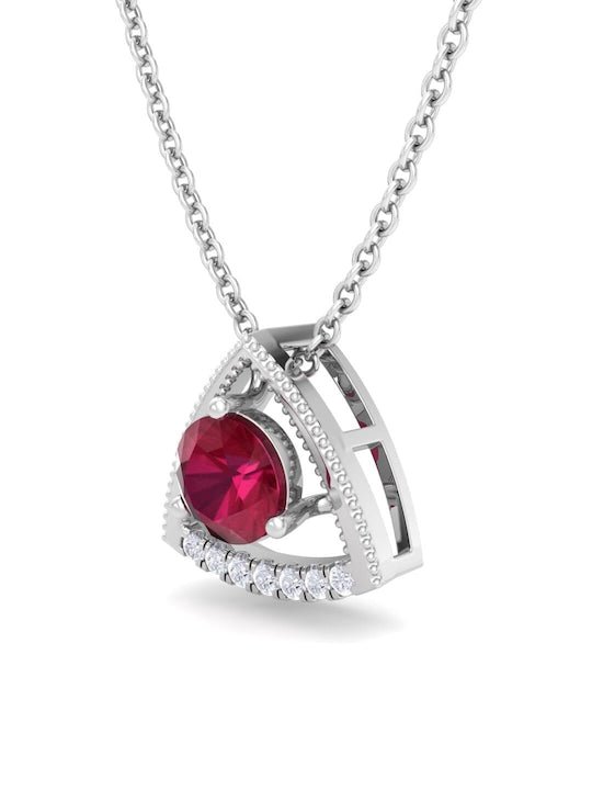 925 Sterling Silver Rhodium-Plated CZ Studded Pendant With Chain - Inddus Jewelry