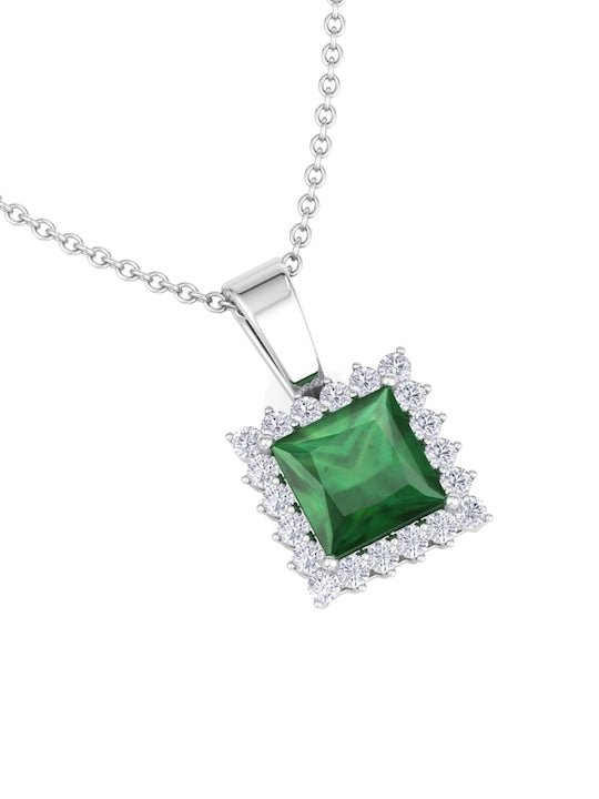 925 sterling silver Rhodium -Plated CZ-Studded Pendant With Chain - Inddus Jewelry