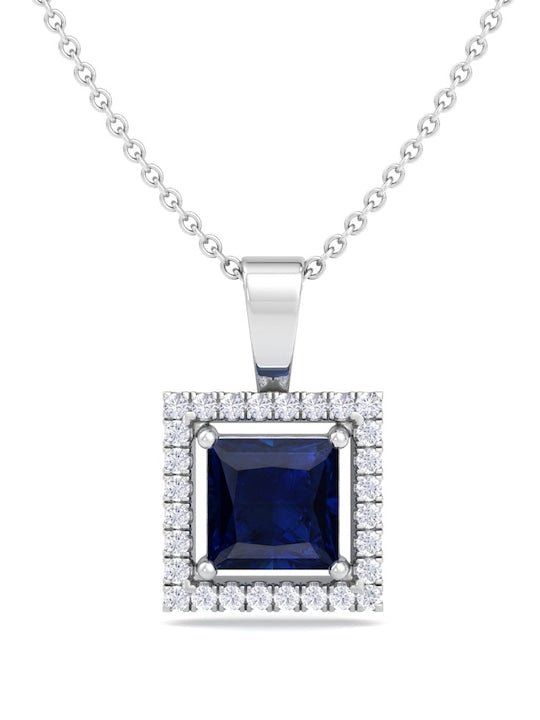 92.5 Sterling Silver Rhodium-Plated CZ Studded Pendant With Chain - Inddus Jewelry