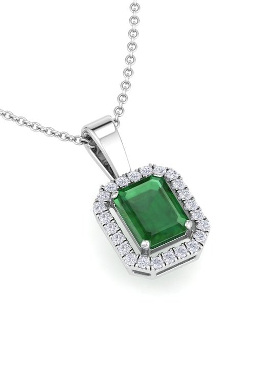 92.5 Sterling Silver Rhodium-Plated CZ Studded Pendant With Chain - Inddus Jewelry