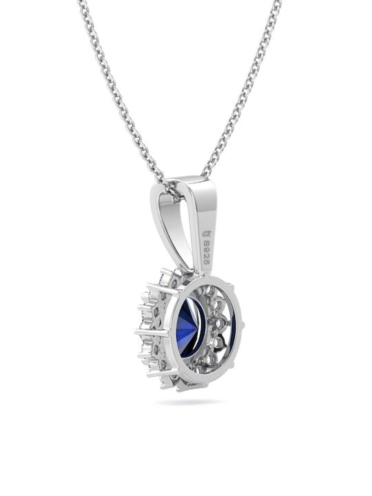 925 Sterling Silver Rhodium-Plated CZ Studded Pendant With Chain - Inddus Jewelry