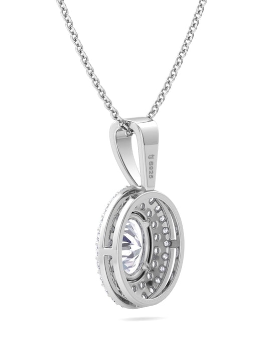 92.5 Sterling Silver Rhodium-Plated CZ Studded Pendant With Chain - Inddus Jewelry