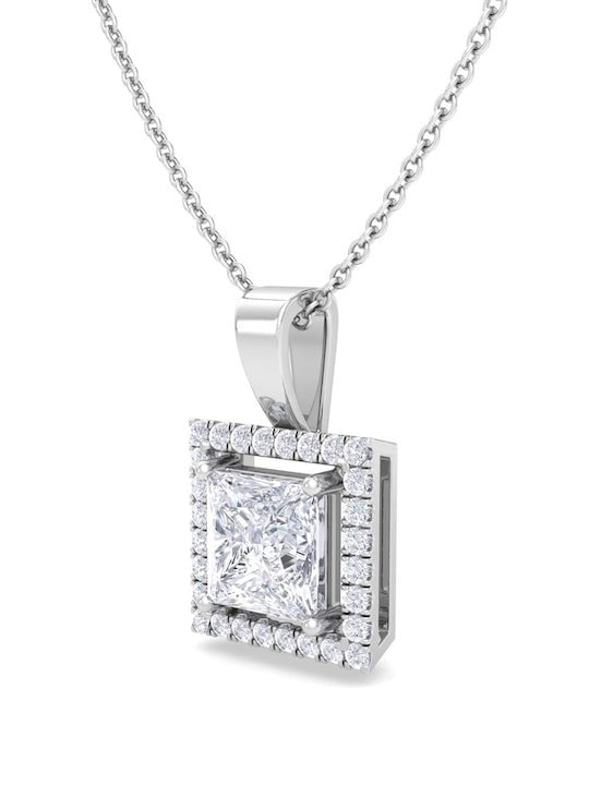 92.5 Sterling Silver Rhodium-Plated CZ Studded Pendant With Chain - Inddus Jewelry