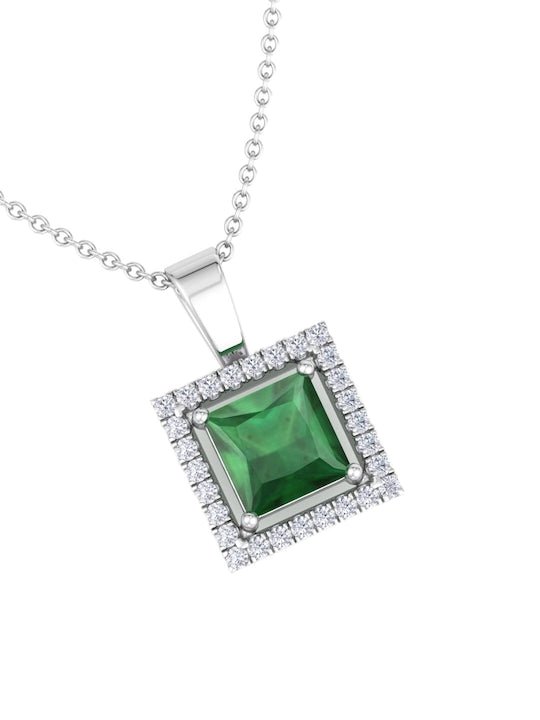 92.5 Sterling Silver Rhodium-Plated CZ Studded Pendant With Chain - Inddus Jewelry