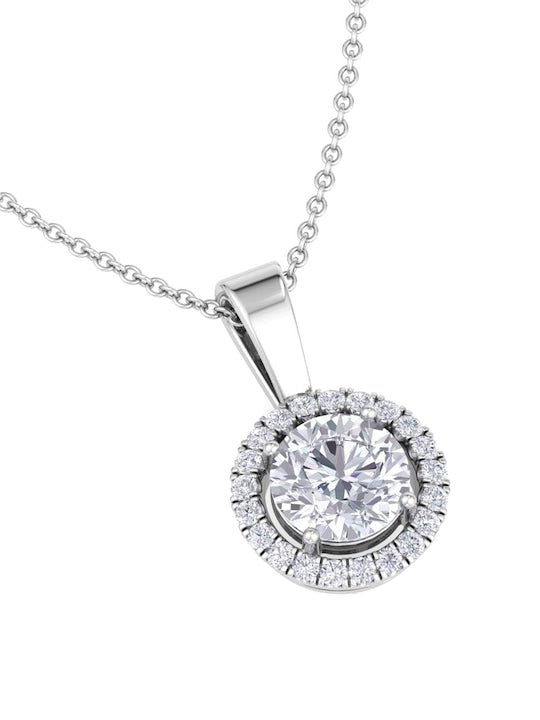 925 Sterling Silver Rhodium-Plated CZ Studded Pendant With Chain - Inddus Jewelry