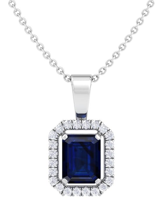 92.5 Sterling Silver Rhodium-Plated CZ Studded Pendant With Chain - Inddus Jewelry