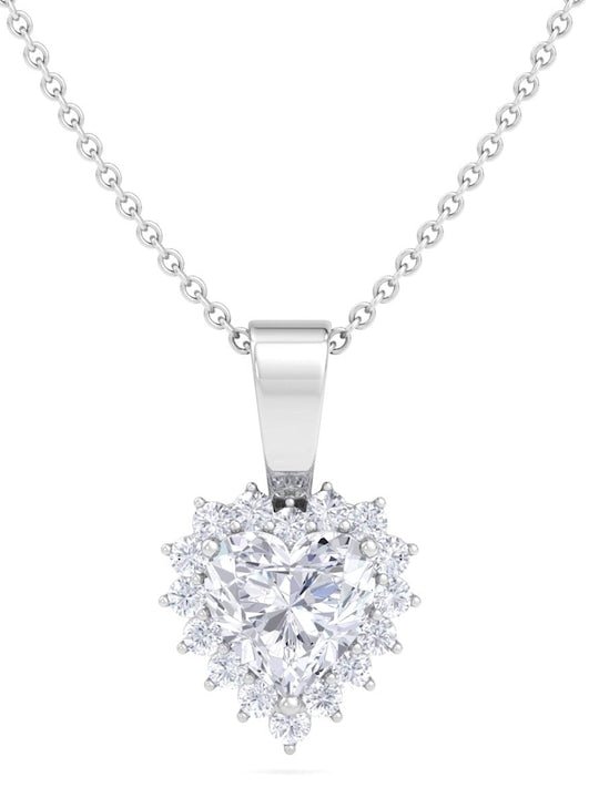 925 Sterling Silver Rhodium-plated CZ Studded Pendant With Chain - Inddus Jewelry