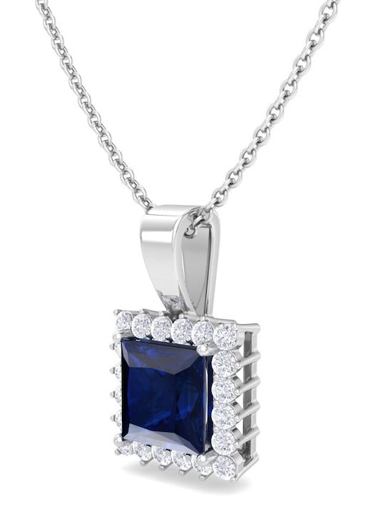 925 Sterling Silver Rhodium-Plated CZ Studded Pendant With Chain - Inddus Jewelry