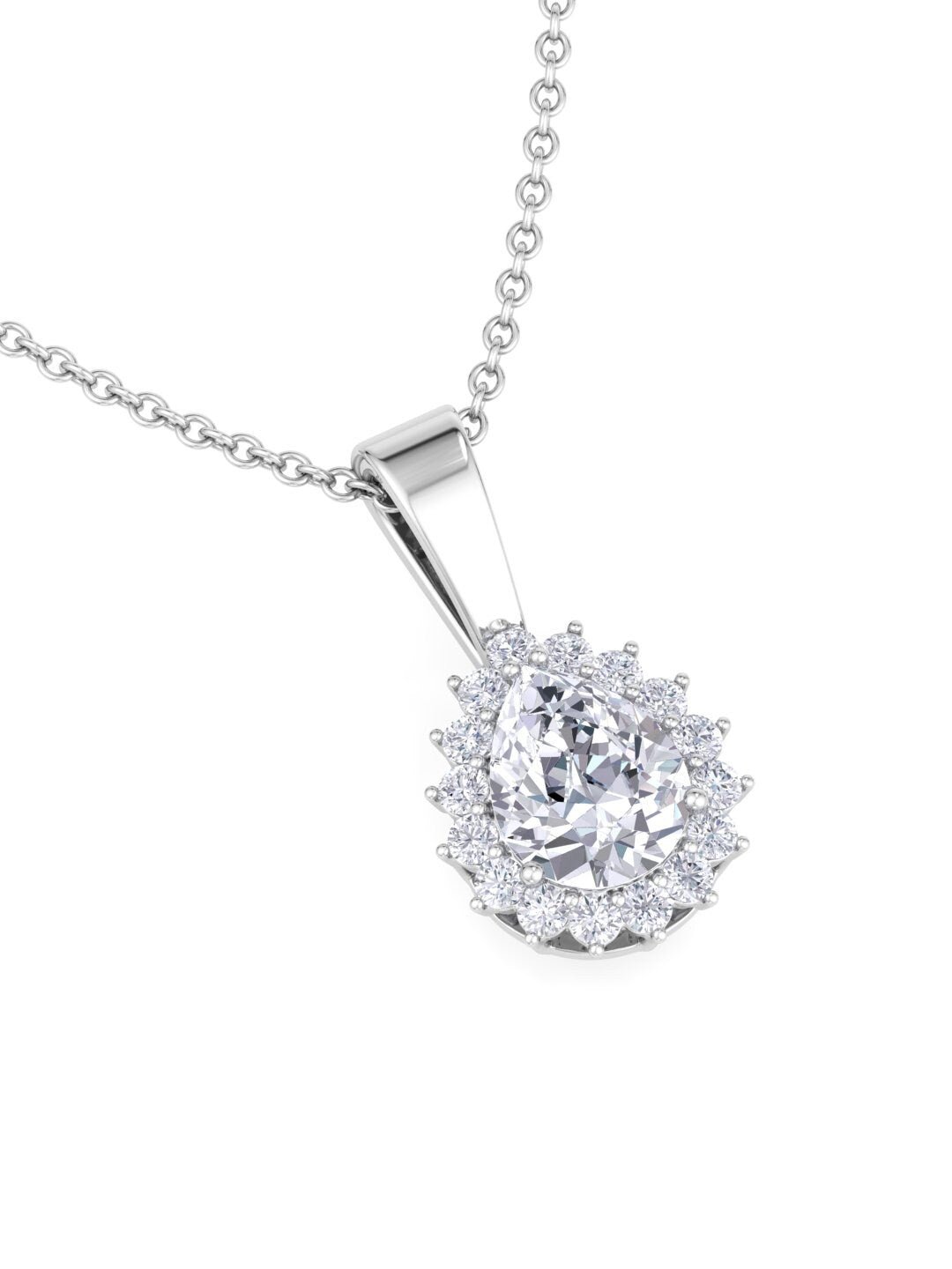 925 Sterling Silver Rhodium-Plated CZ Studded Pendant With Chain - Inddus Jewelry