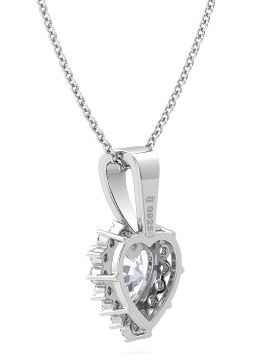 925 Sterling Silver Rhodium-plated CZ Studded Pendant With Chain - Inddus Jewelry