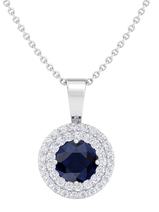 92.5 Sterling Silver Rhodium-Plated CZ Studded Pendant With Chain - Inddus Jewelry