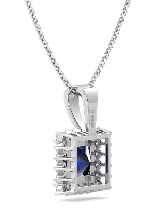 925 Sterling Silver Rhodium-Plated CZ Studded Pendant With Chain - Inddus Jewelry