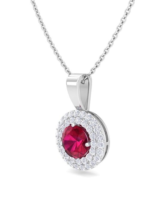 92.5 Sterling Silver Rhodium-Plated CZ Studded Pendant With Chain - Inddus Jewelry