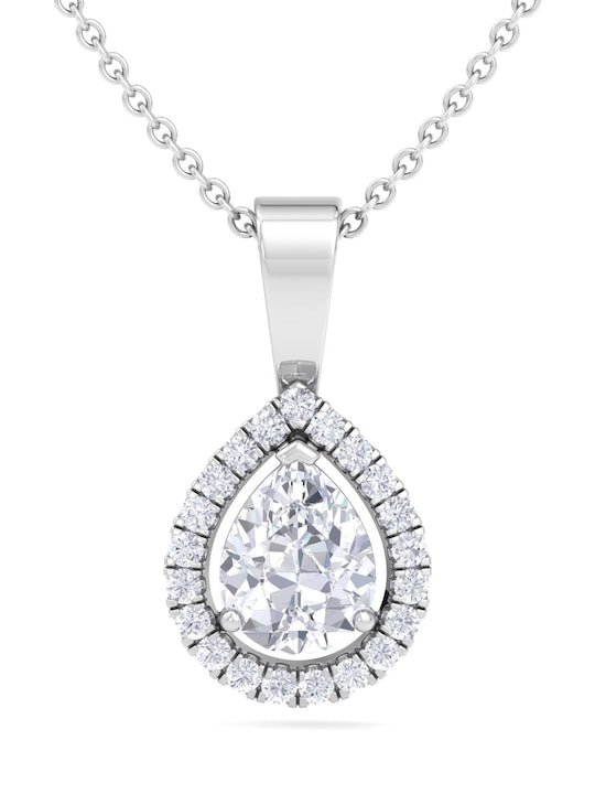 92.5 Sterling Silver Rhodium-Plated CZ Studded Pendant With Chain - Inddus Jewelry