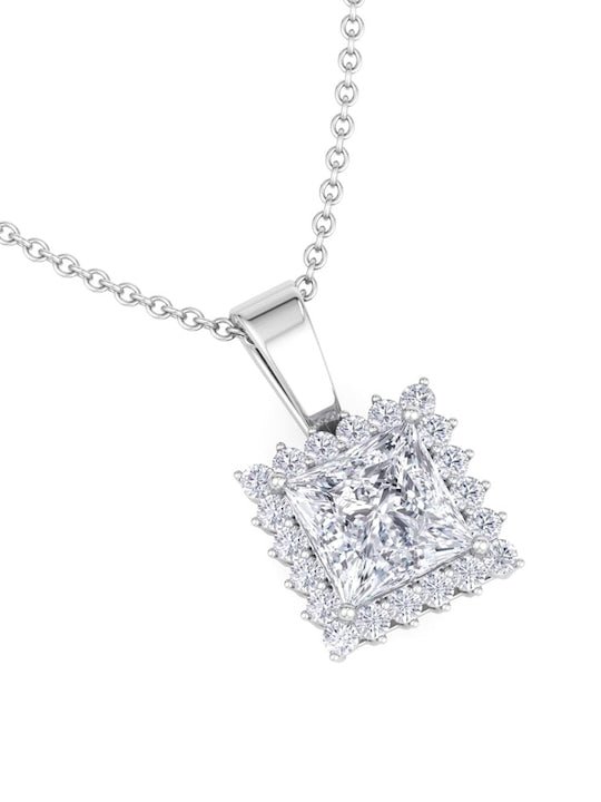 925 Sterling Silver Rhodium-Plated CZ Studded Pendant With Chain - Inddus Jewelry