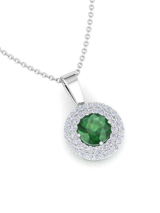 92.5 Sterling Silver Rhodium-Plated CZ Studded Pendant With Chain - Inddus Jewelry