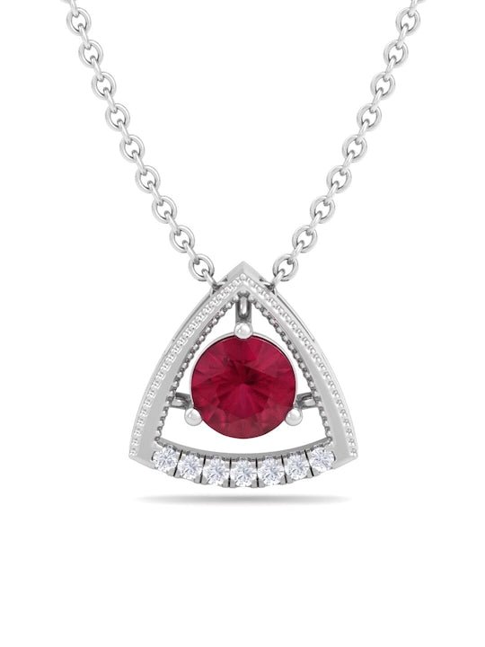 925 Sterling Silver Rhodium-Plated CZ Studded Pendant With Chain - Inddus Jewelry