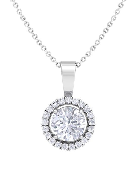 925 Sterling Silver Rhodium-Plated CZ Studded Pendant With Chain - Inddus Jewelry