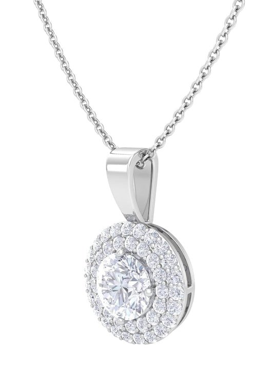 92.5 Sterling Silver Rhodium-Plated CZ Studded Pendant With Chain - Inddus Jewelry