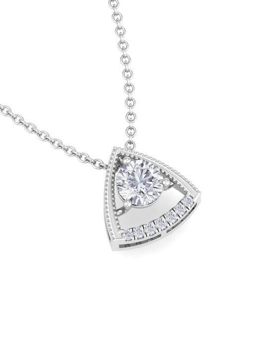 925 Sterling Silver Rhodium-Plated CZ Studded Pendant With Chain - Inddus Jewelry