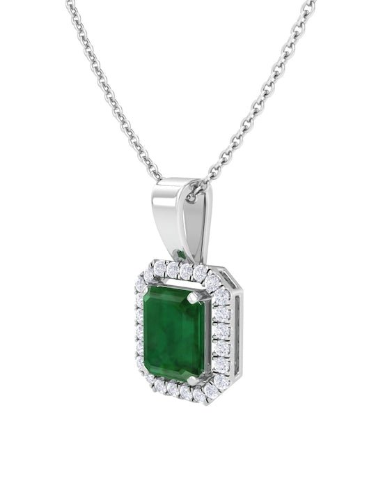 92.5 Sterling Silver Rhodium-Plated CZ Studded Pendant With Chain - Inddus Jewelry