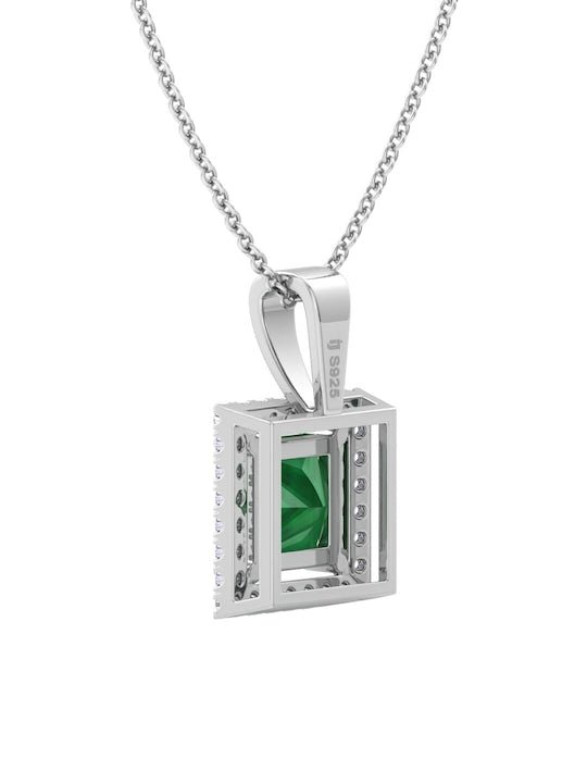 92.5 Sterling Silver Rhodium-Plated CZ Studded Pendant With Chain - Inddus Jewelry