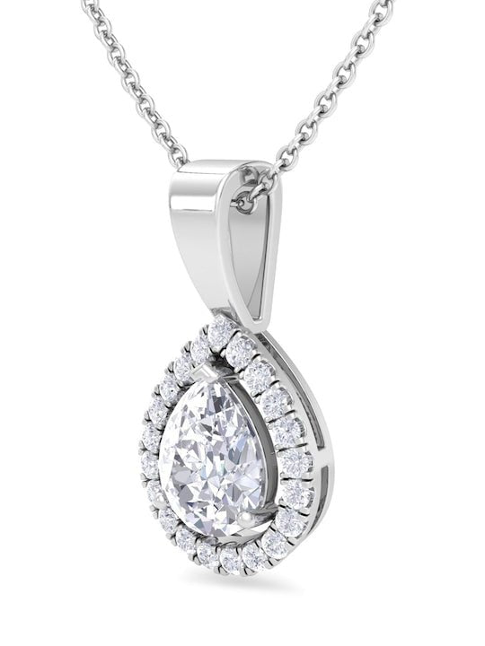 92.5 Sterling Silver Rhodium-Plated CZ Studded Pendant With Chain - Inddus Jewelry