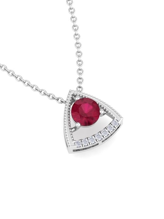 925 Sterling Silver Rhodium-Plated CZ Studded Pendant With Chain - Inddus Jewelry