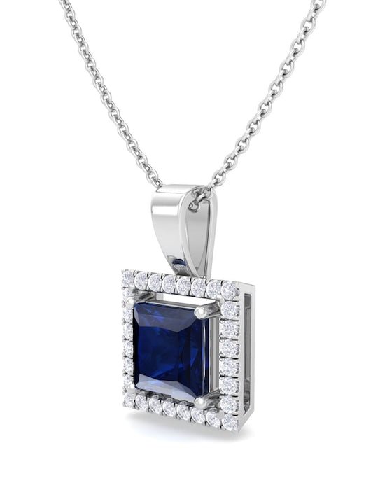 92.5 Sterling Silver Rhodium-Plated CZ Studded Pendant With Chain - Inddus Jewelry