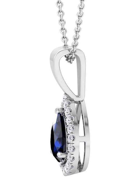 92.5 Sterling Silver Rhodium-Plated & CZ-Studded Pendant With Chain - Inddus Jewelry