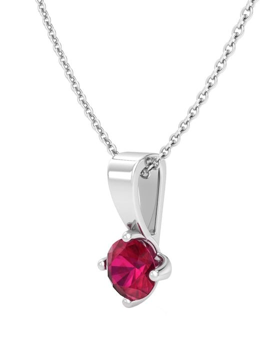 925 Sterling Silver Rhodium-Plated CZ Studded Pendant With Chain - Inddus Jewelry