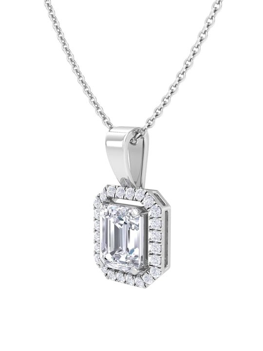 92.5 Sterling Silver Rhodium-Plated CZ Studded Pendant With Chain - Inddus Jewelry