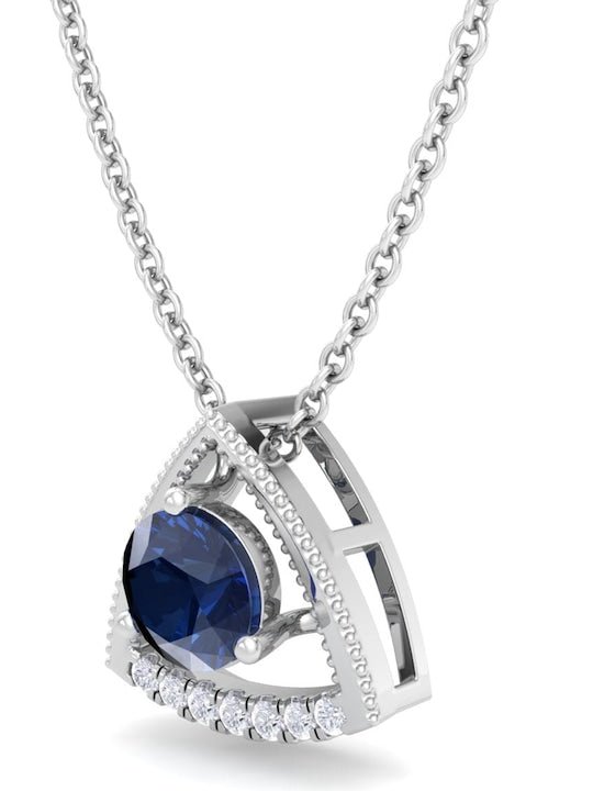 925 Sterling Silver Rhodium-Plated CZ Studded Pendant With Chain - Inddus Jewelry