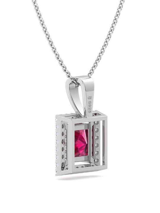 92.5 Sterling Silver Rhodium-Plated CZ Studded Pendant With Chain - Inddus Jewelry