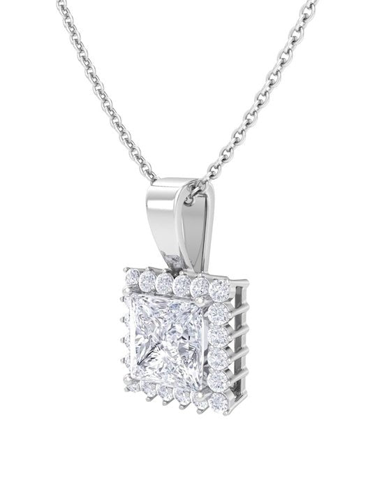 925 Sterling Silver Rhodium-Plated CZ Studded Pendant With Chain - Inddus Jewelry